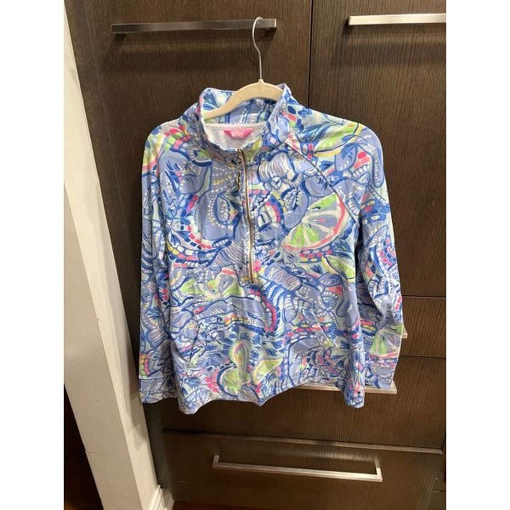 Lilly Pulitzer UPF 50+ Skipper Popover Blue Multicolor Size medium EUC
